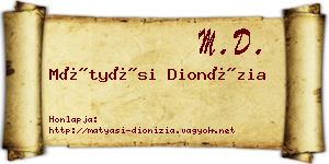 Mátyási Dionízia névjegykártya